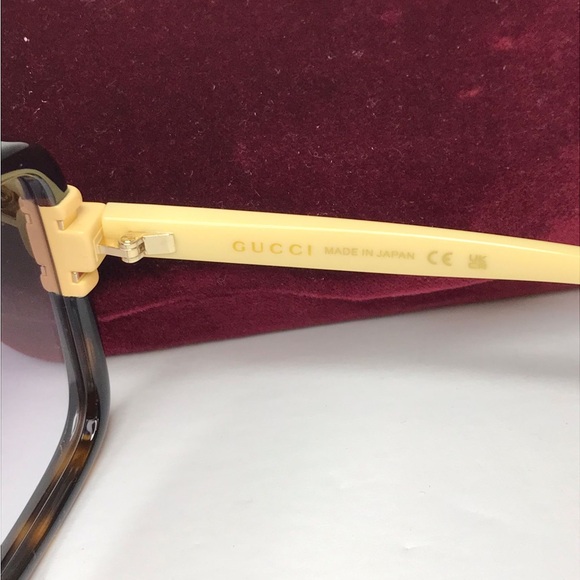 New Authentic GUCCI GG1066S 004 SQUARE SUNGLASSES IN TORTOISE IVORY - Picture 14 of 16